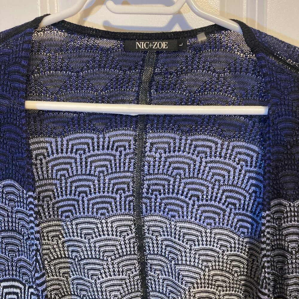 #106, Nic and Zoe Navy Blue Lightweight Open Waterfall Cardigan, Size Large - Picture 3 of 5